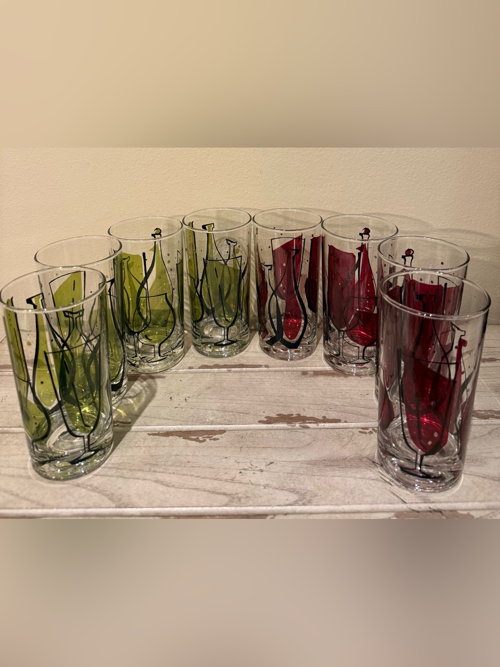 Set of 8 Anchor Hocking "Anticipation" Highball Glasses - Signed WM Janeri